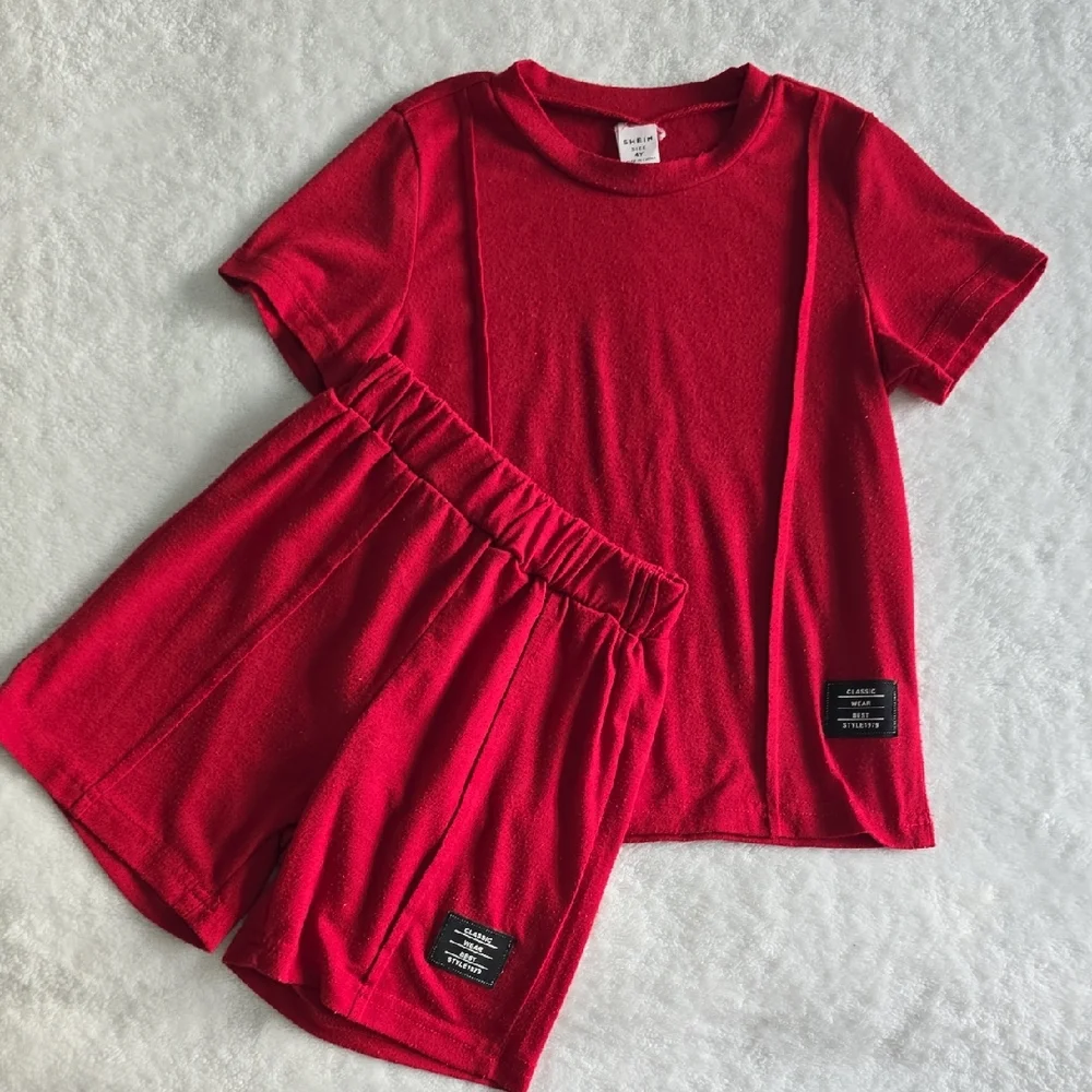 Red T-Shirt and Shorts Set